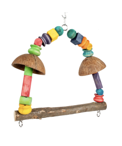 Adventure Bound Coconut Rainbow Swing Parrot Toy